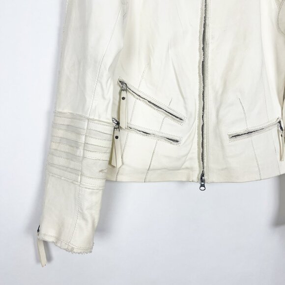 Cigno Nero Jacket Women's EU 40 | US 6 (S) Ivory Leather Moto Biker Buttery Soft - Picture 4 of 15